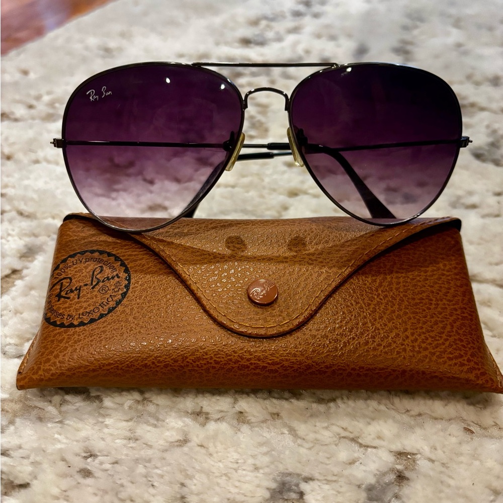 Ray-Ban Black and Purple Aviator Sunglasses